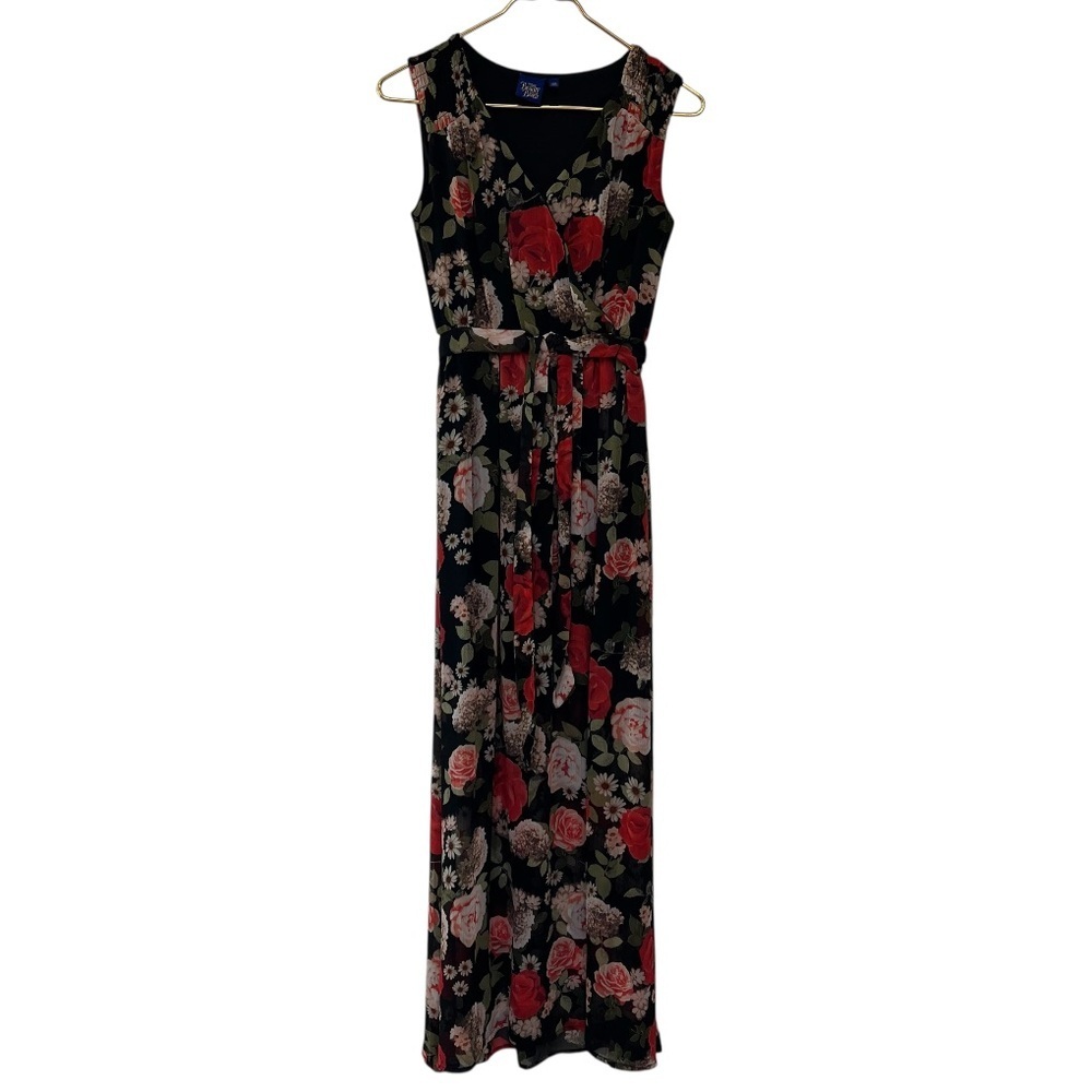 Disney Beauty & The Beast Black Red Rose Floral Maxi Dress XS - Picture 2 of 11